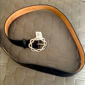 Brighton Black leather 2x belt w/silver buckle